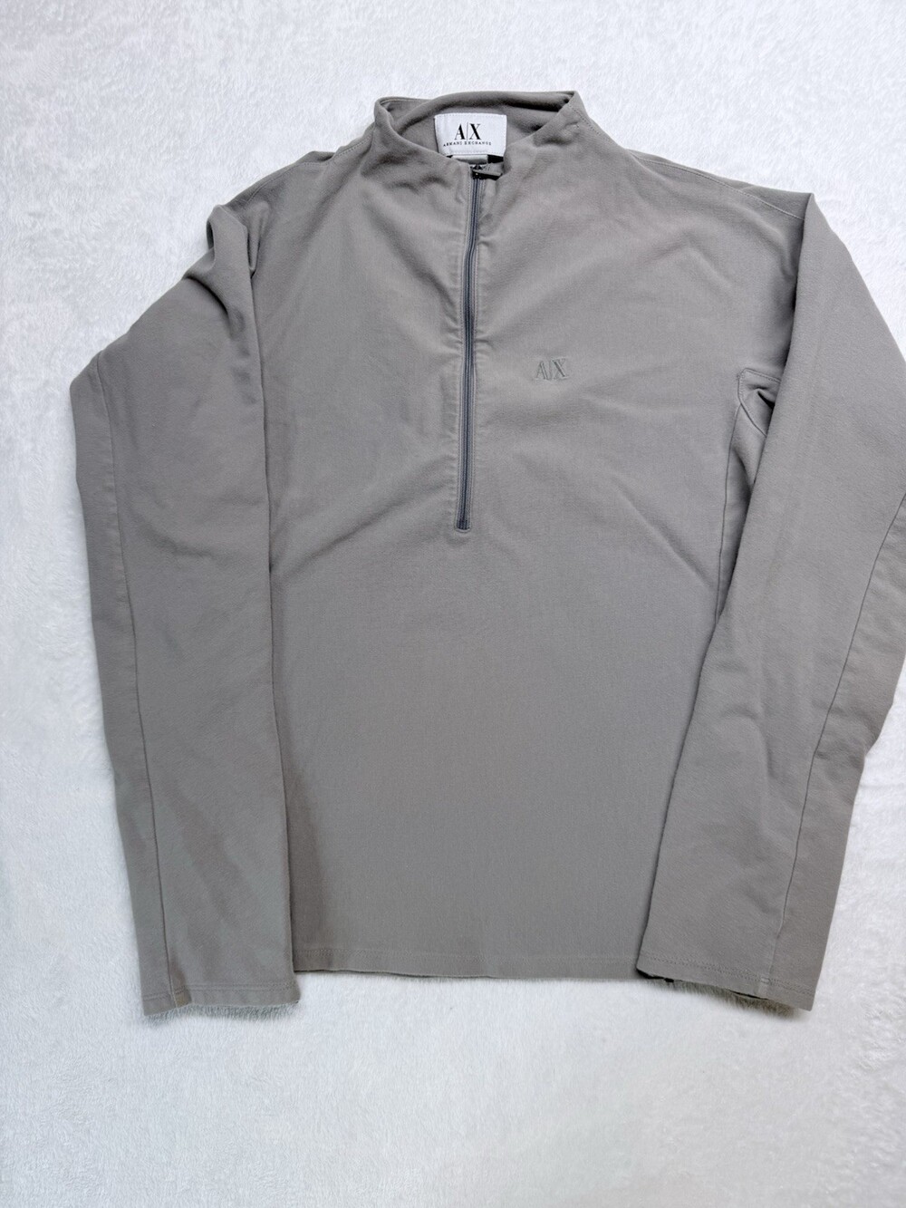 Armani Exchange AX Quarter Zip Pullover Sweatshirt, Gray, Women’s, Size Small